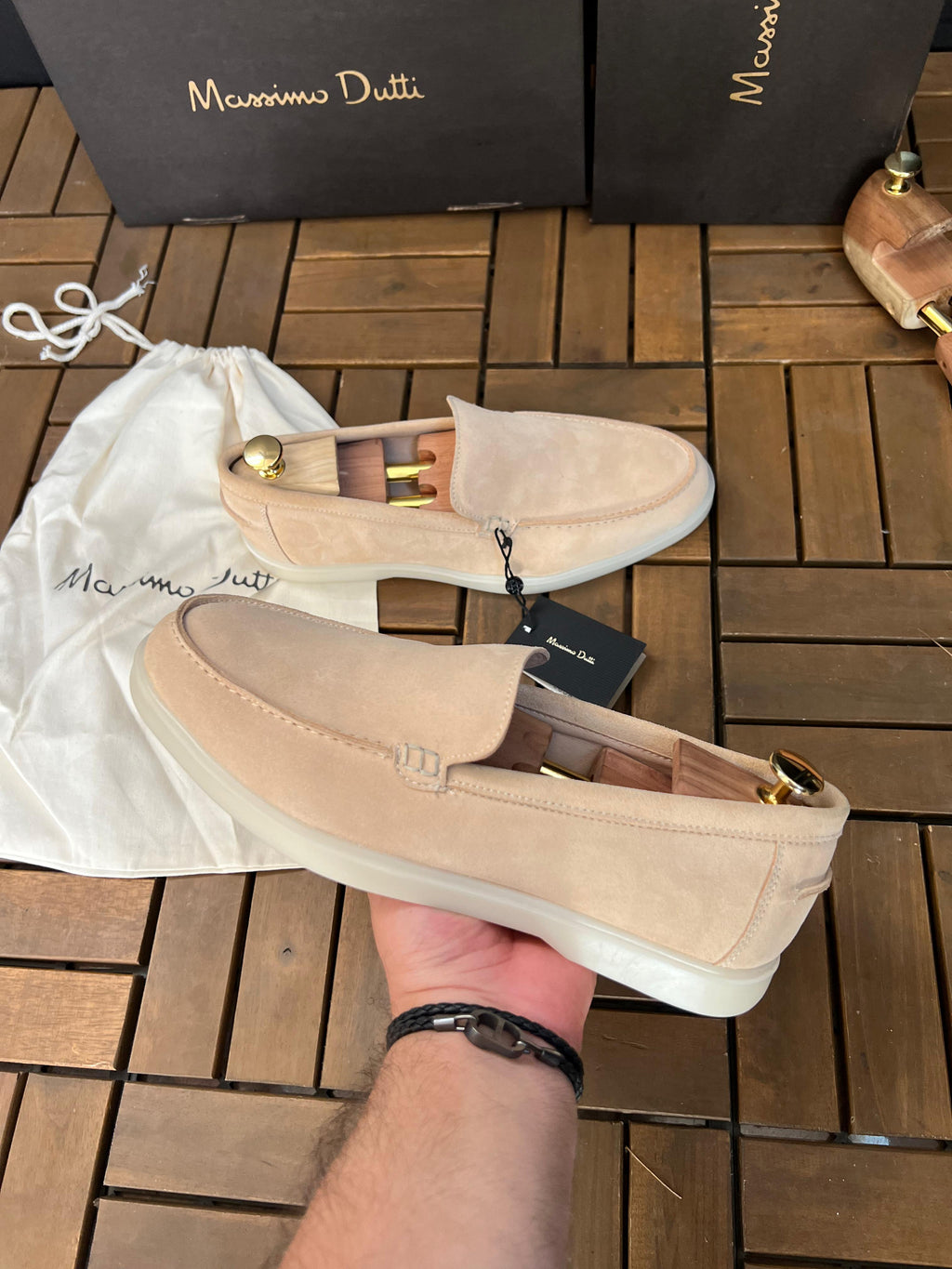 mocassin daim beige
